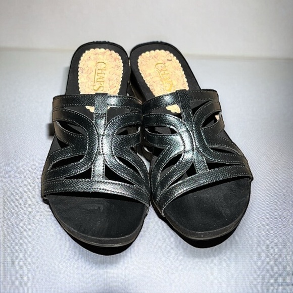 🌻Chaps Penelopi Black Slide-On Comfort Sandal Shoes Size 7.5 - Picture 1 of 11